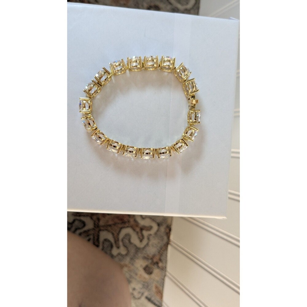 Joan Boyce Large Gold Tone Round Cut Tennis Bracelet Costume Never worn - Picture 4 of 5